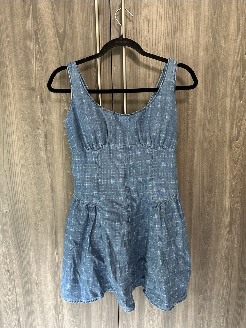 Abercrombie & Fitch Blue Sleeveless Denim-Style Western Dress with Pockets